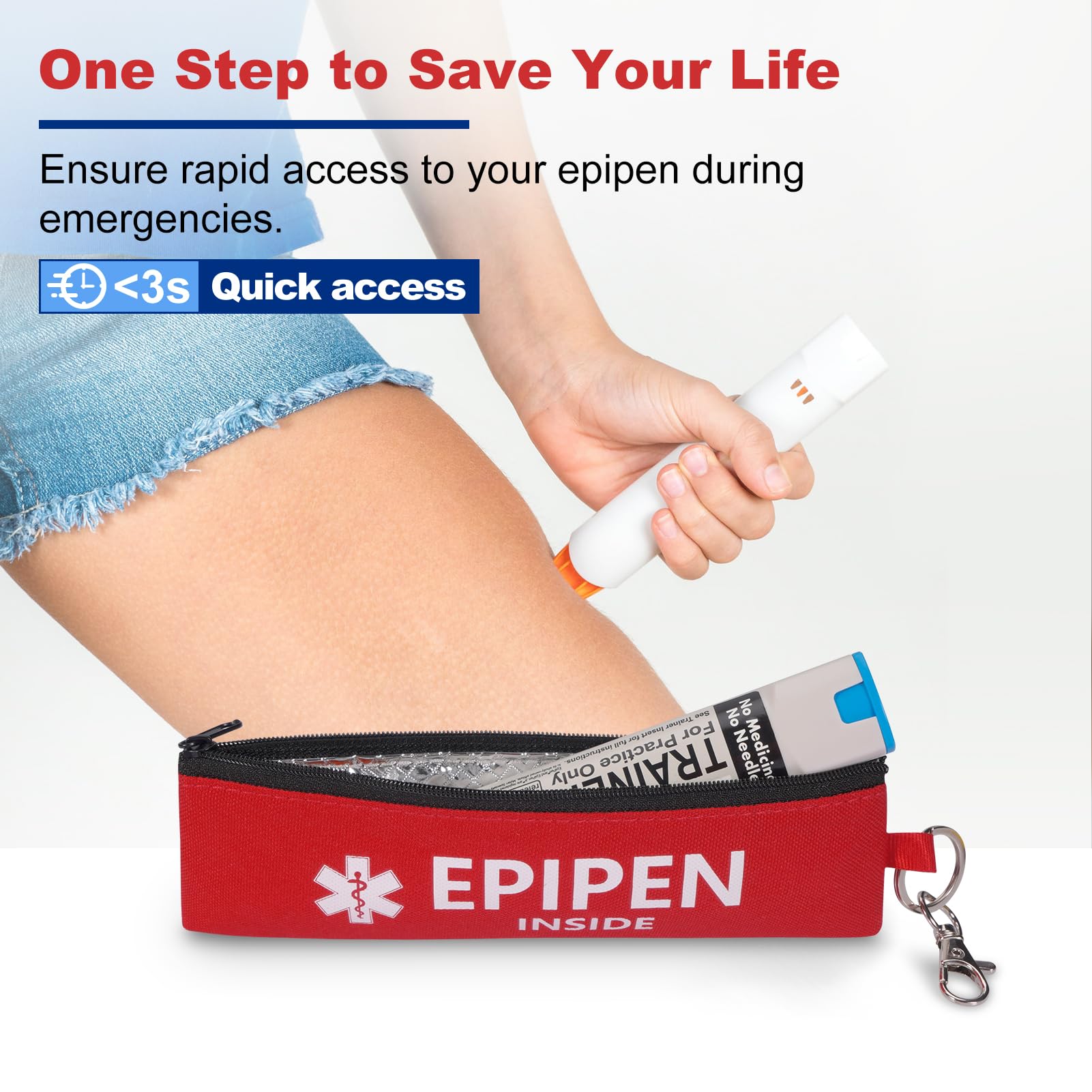 MEDMAX Estuche para Transportar 1 Epipen, Bolso Médico Portátil de Emergencia de Doble Cara para un Epipen y Medicamentos Esenciales para Alergias