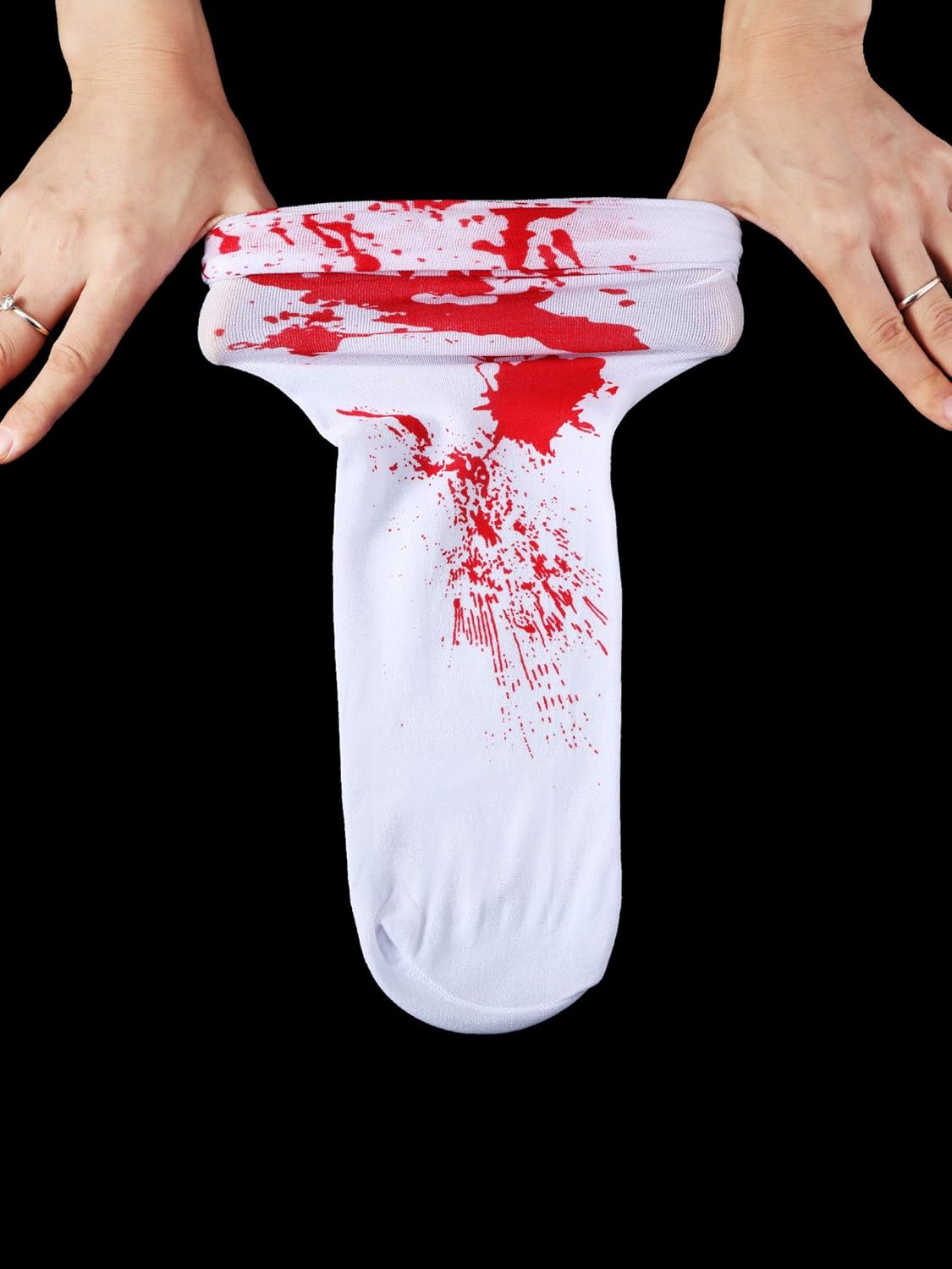 Tatuo Women Stockings High Socks for Halloween Cosplay Costume, 2 Pairs (Blood Stained) White and Red : Clothing, Shoes & Jewelry