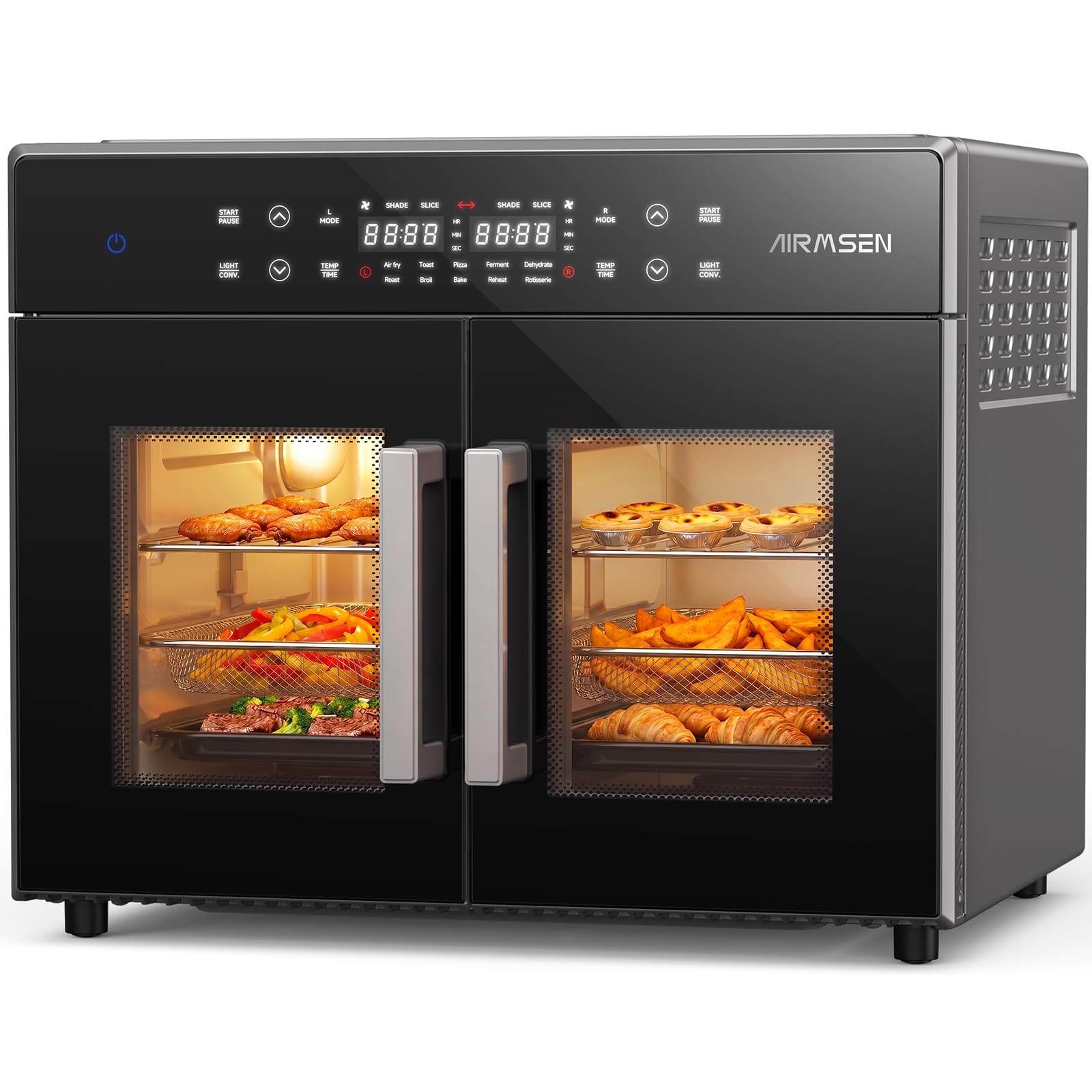 AIRMSEN Forno Friggitrice ad Aria Doppia Porta, 10-in-1 Multifunzione, 30L