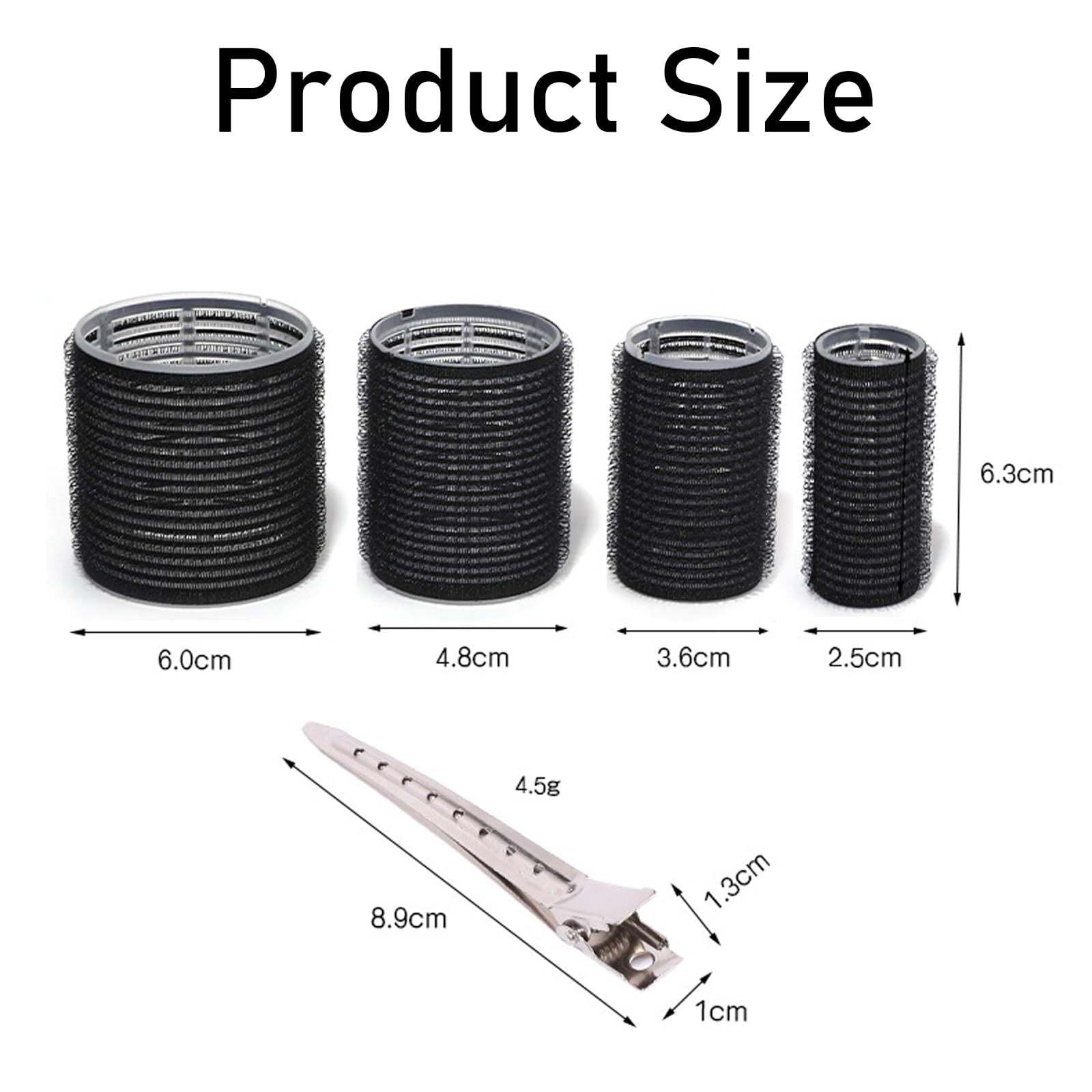 Black Hair Rollers - 28 Pcs Hair Rollers with Clips Velcro Rollers for Bangs DIY Hairstyle Tools for Women Salon Hairdressing Curler - Image 2