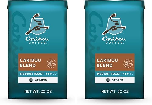 Caribou Coffee Medium Roast Ground Coffee | Caribou Blend | 20 Ounce Bag | Pack of 2