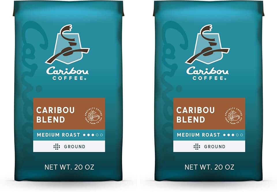 Caribou Coffee Medium Roast Ground Coffee | Caribou Blend | 20 Ounce Bag | Pack of 2