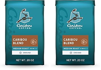 Caribou Coffee Medium Roast Ground Coffee | Caribou Blend | 20 Ounce Bag | Pack of 2