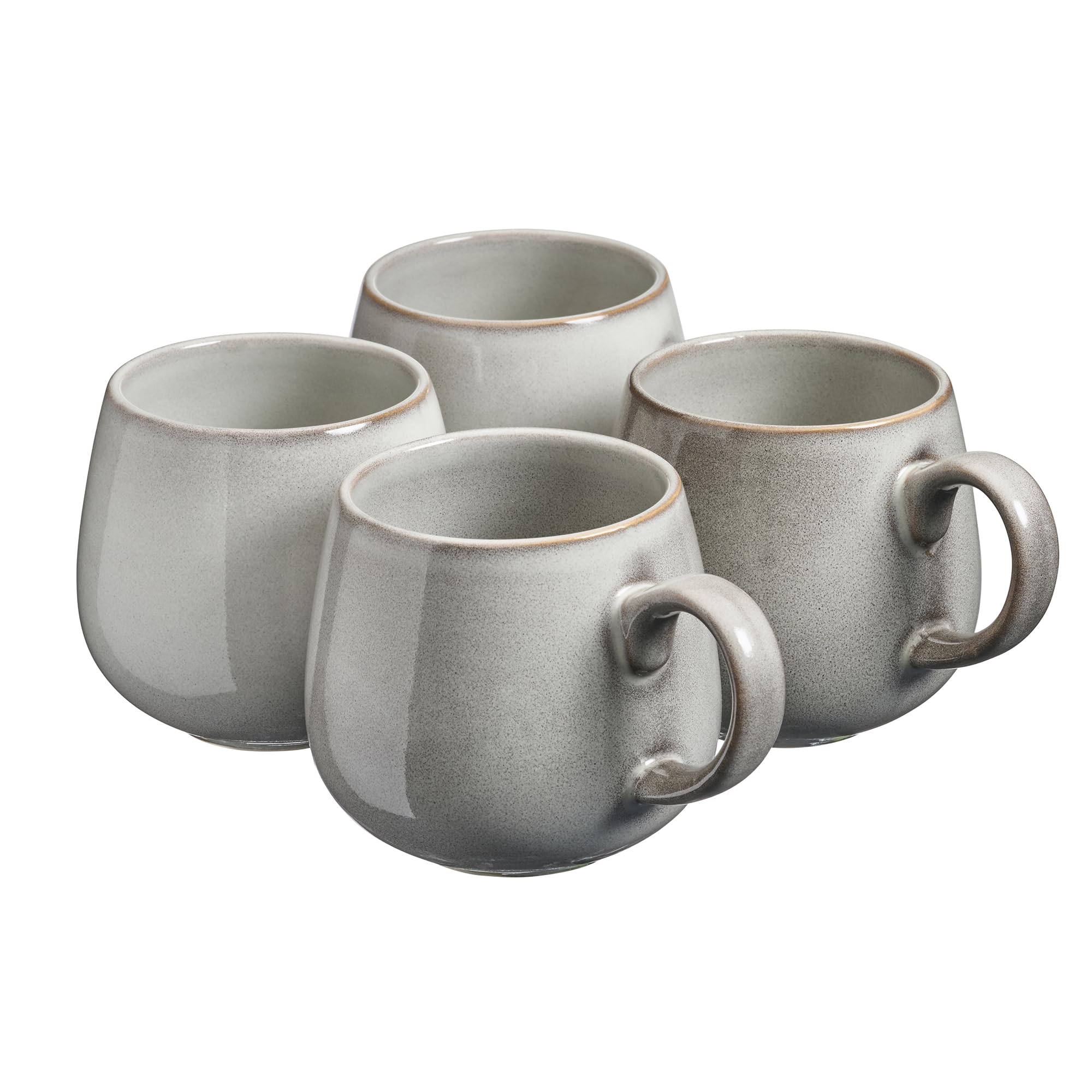 Cooks Professional Set of 4 Mugs Nordic Stoneware Mugs 350ml with Reactive Glaze Finish | Large Modern Stylish Ceramic Tea, Coffee, Hot Chocolate, Hot Drink Cups | Dishwasher & Microwave Safe | Grey