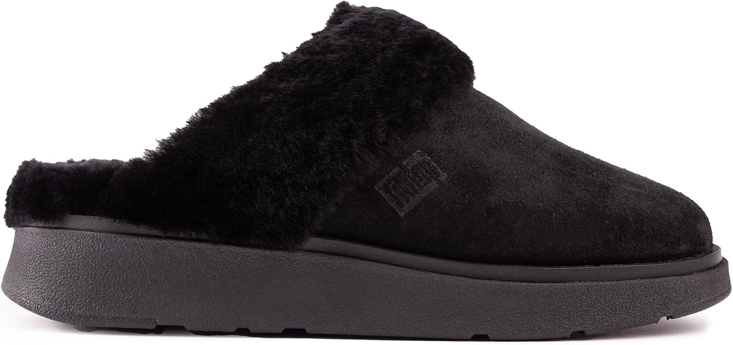 FitFlop Womens Gen-ff Shearling-Collar Suede Slippers