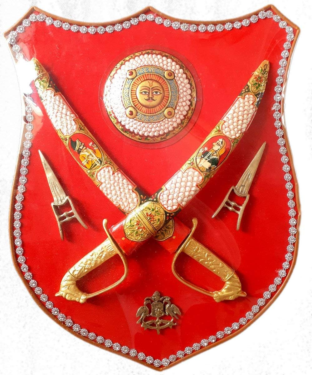 Surya Handicrafts Ran Banka Rathod Rathore Shields Wall Hanging Decor Hand Painted Showpiece
