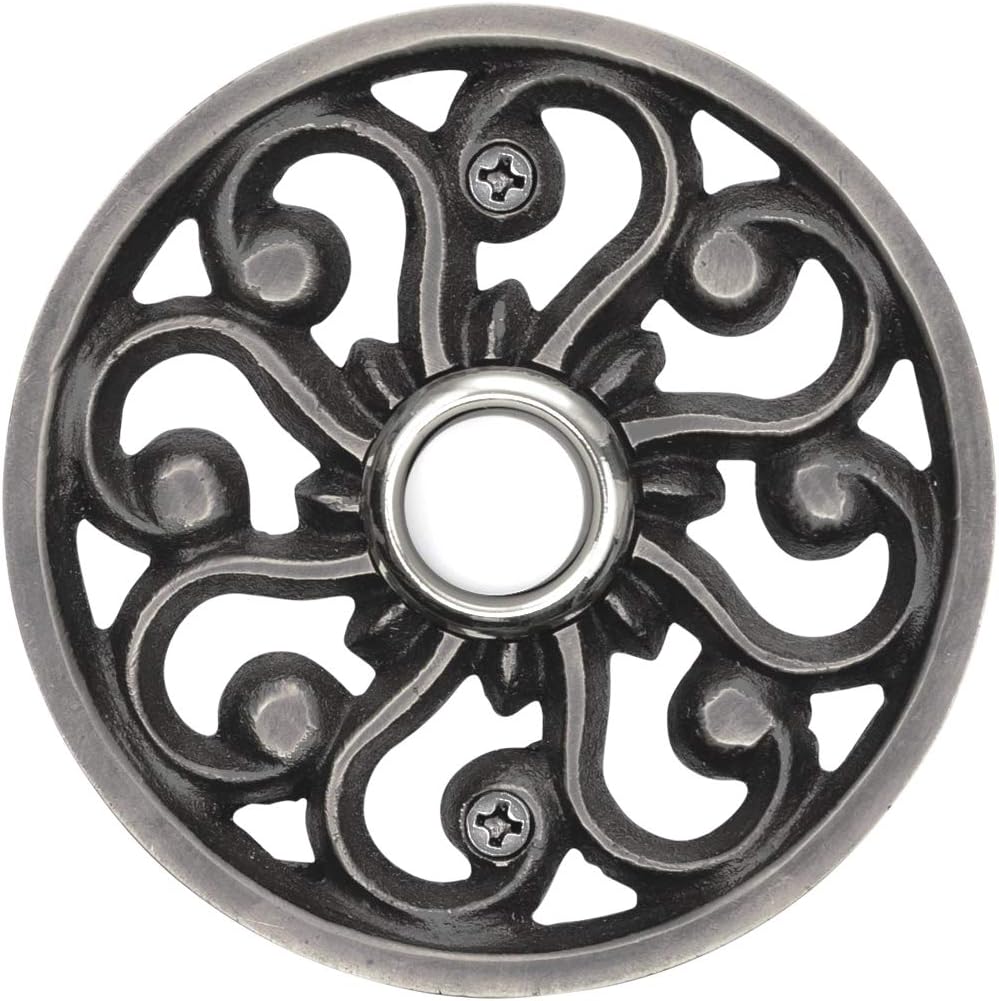 Waterwood Solid Brass Veda Doorbell in Pewter - Wired & Illuminated Push Button from Environmentally Friendly Recycled Material