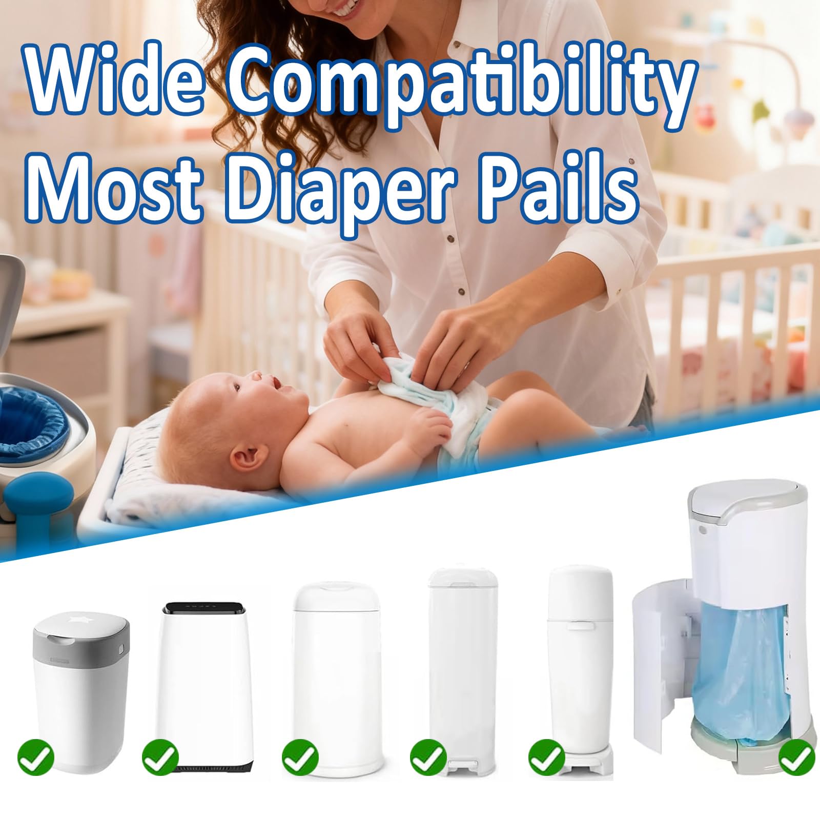12 Piezas Recambios Cubos de Pañales, 4,5M Papelera Pañales Bolsas Bebe Compatible con el Contenedor de Pañales Tommee Tippee Sangenic Tec Simplee Sangenic Twist & Click Papelera