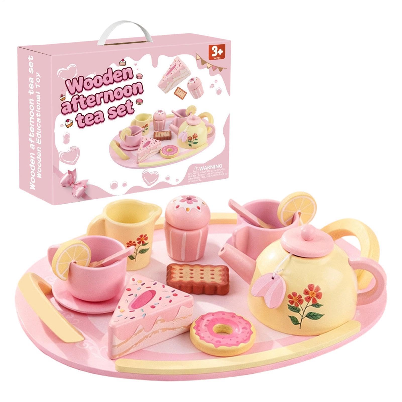 Set di Giocattoli da Tè per Bambine Giocattolo educativo in legno composto