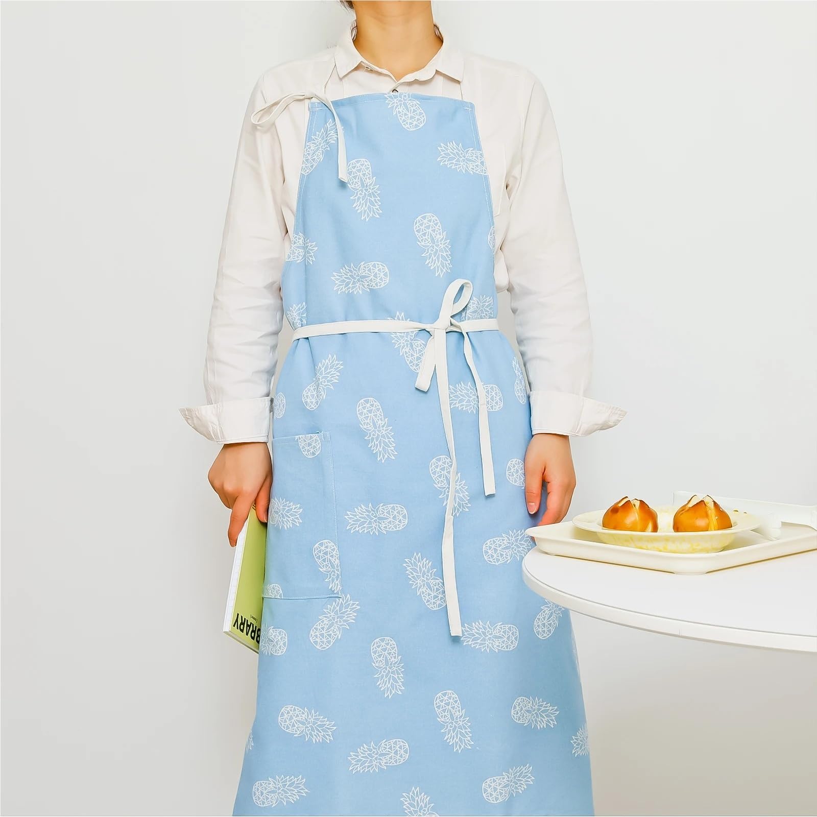 Schürze Sommerdruck-Küchenschürze aus Baumwollleinen mit Tasche for Männer und Frauen, ärmellose Koch- Arbeitsschürze for das Restaurantcafé