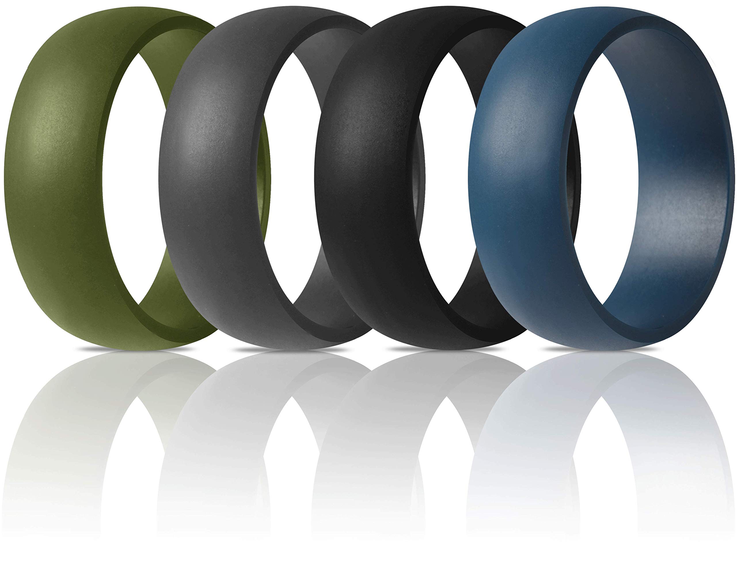Mens Silicone Rings Wedding Bands - 7 Rings / 4 Rings / 1 Ring - Classic & Striped Style - 8.7 mm Wide - 2.5mm Thick