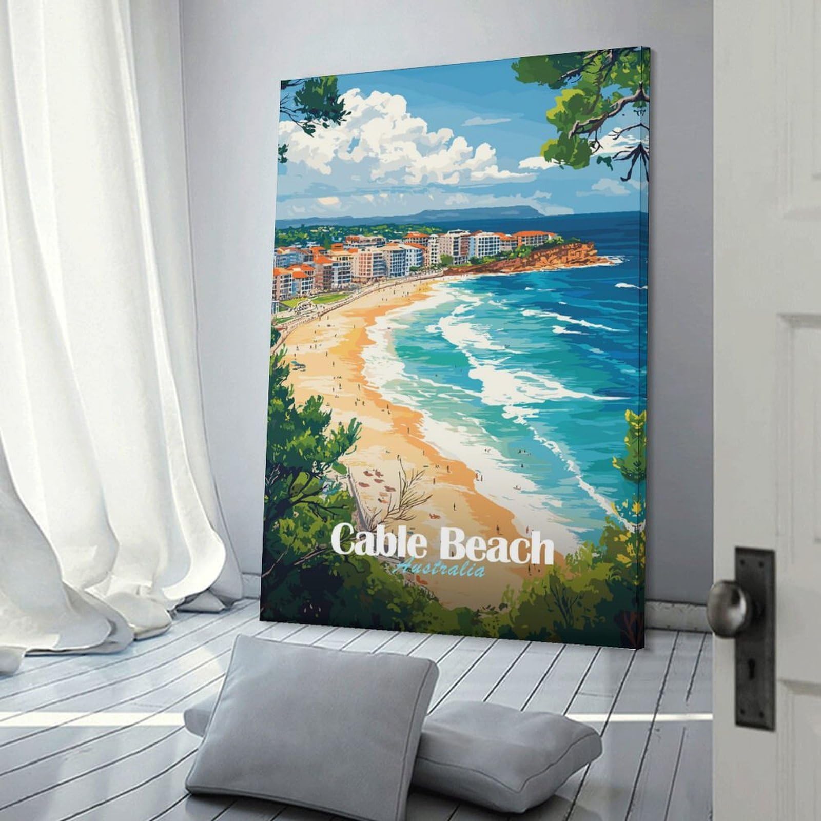 Junmoney Cable Beach Australia Home Decor Wall Art, 24x36inch(60x90cm), for New Homes, Bedrooms Or Workspaces, Gift Idea for Housewarming And Birthdays