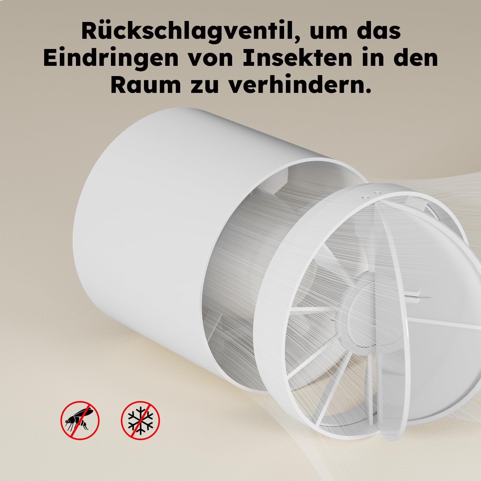 Kanal Rohrventilator,Inline-Abluftventilator 100 mm,135 m³/h,Hohe Qualität,Leise,Für Bad,WC,Küche,Gewächshaus,Zelt,Garage, Mit 1,5 m Kabel