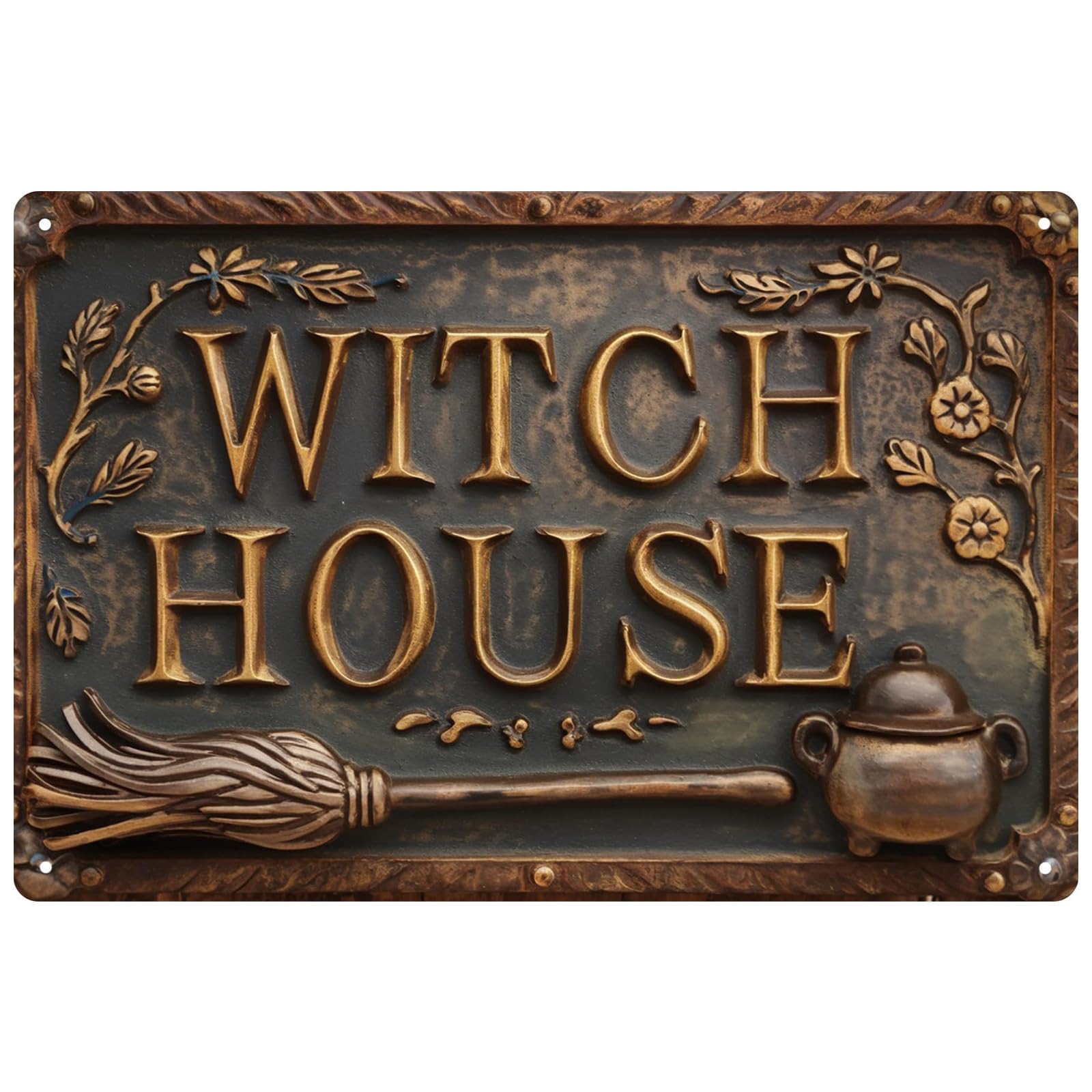 Halloween Witch House Metal Sign Vintage Scary Decor Plaque 30x20cm