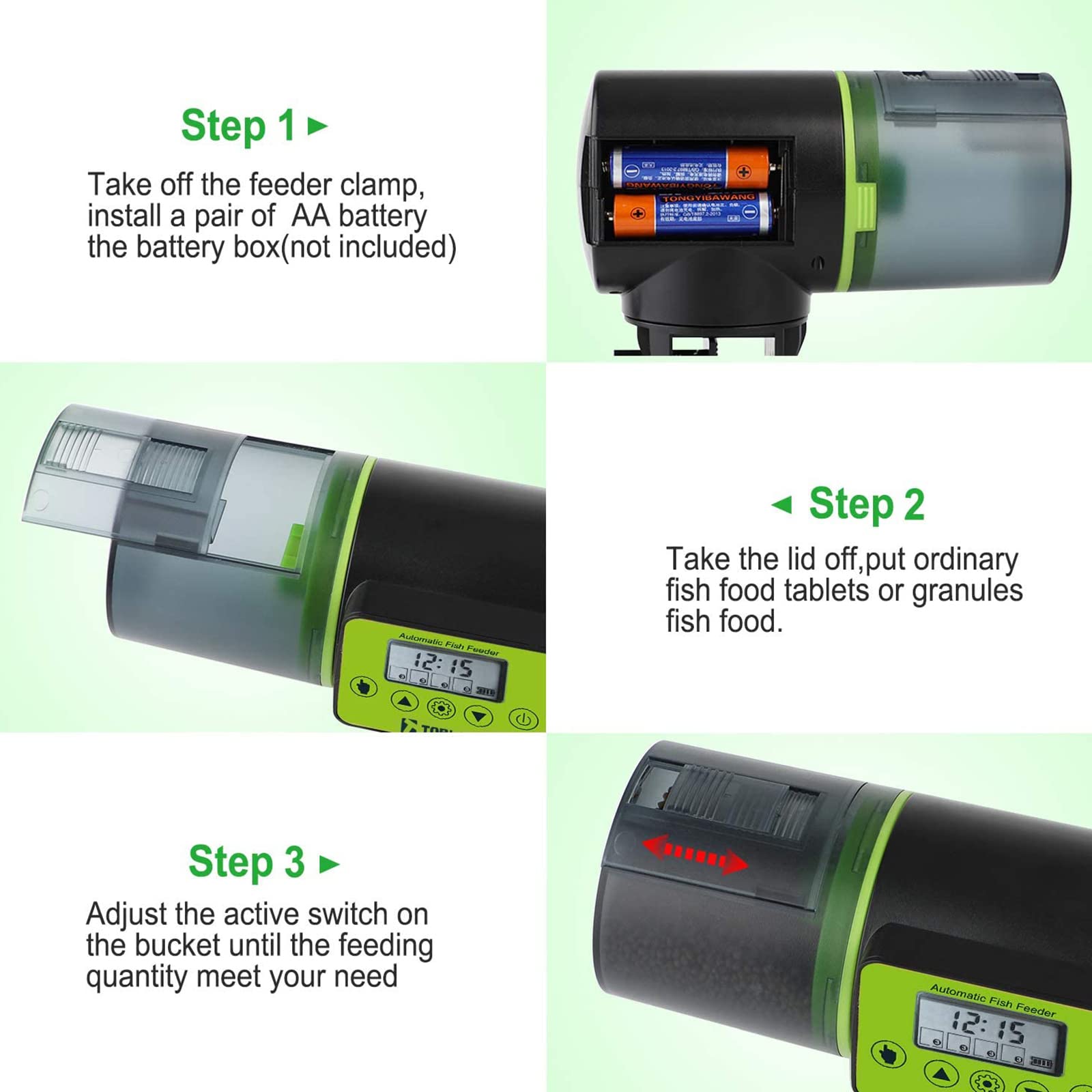 Distributore Automatico Cibo Pesci,200 Ml Alimentatore Automatico Acquario, Mangiatoia Acquario con Schermo LCD, Adatto per Acquario & Serbatoio per Pesci E Tartarughe