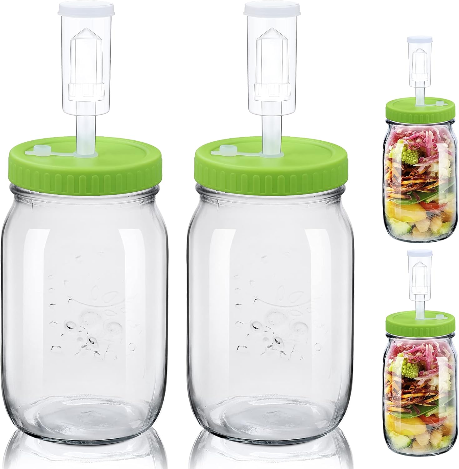 Fermentation Jars Kit Included 2 Wide Mouth 36Oz Mason Jars, 2