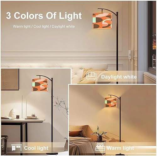 Miniatura 6 de Arc Floor Lamp 70s Retro Seamless Pattern Orange Brown Pink Beige 60s 70s Retro style Tall Standing Lamp Modern Dimmable with Remote Adjustable Drum