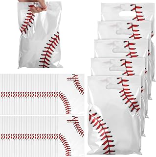 Matwsec 50PCS Baseball Goodie Bags Baseball Gift Bags | Baseball Party Bag for Sport Themed Party Team Candy Snack Bag Birthday Presents Packing Storage Supplies