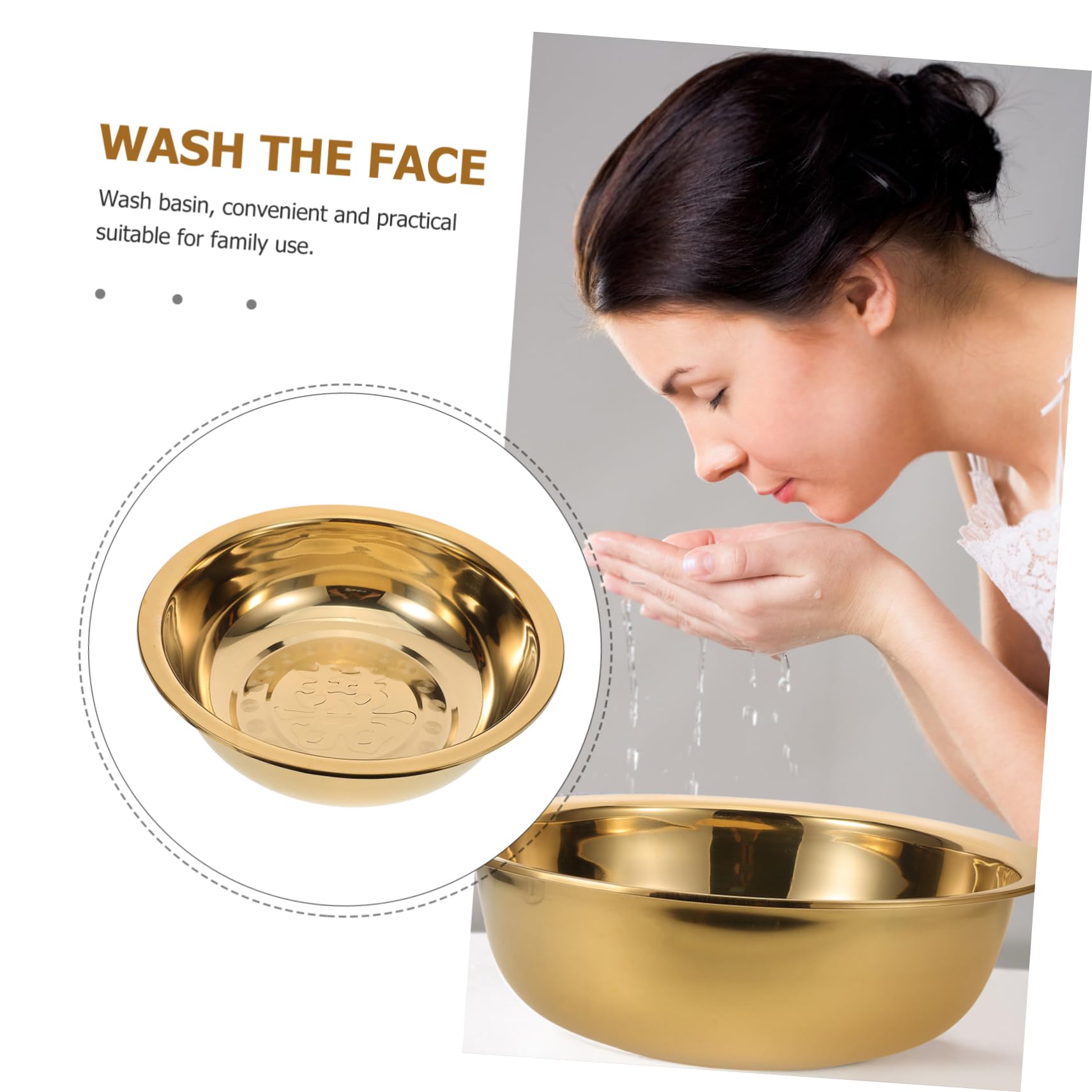 DOITOOL Lavabo de Metal Dorado para Salón y Cocina, Lavabo Decorativo Multifuncional de Acero Inoxidable, Adecuado para Uso Hogar y Limpieza