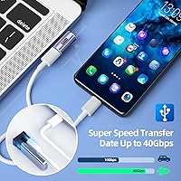 Vista 5 de Adaptador USB C (paquete de 7) con 100W 40 Gbps 8K 60Hz, ángulo recto de 90 grados, recto, hembra a macho, extensor USB C para TB3/4, MacBook
