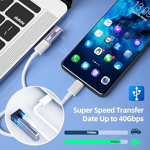 Miniatura 5 de Adaptador USB C (paquete de 7) con 100W 40 Gbps 8K 60Hz, ángulo recto de 90 grados, recto, hembra a macho, extensor USB C para TB34, MacBook ProAir,