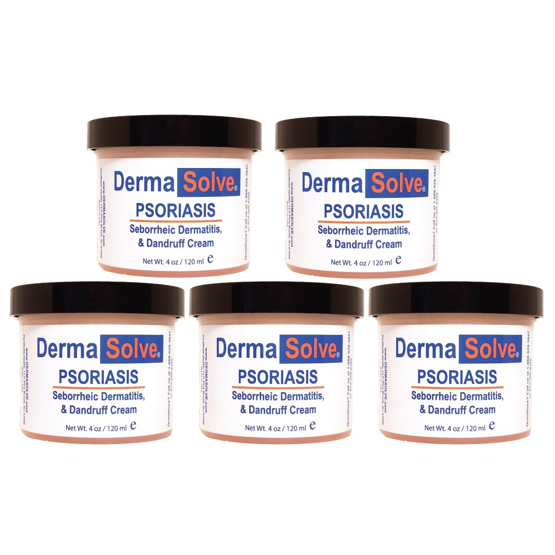 Dermasolve Psoriasis, Seborrheic Dermatitis and Dandruff Cream Formulated to Treat Itchy Skin & Prevent Future Flares to Provide Soothing Moisturizing Relief. (4.0 oz.) 5-Pack