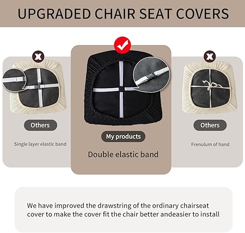 Miniatura 5 de Fundas de asiento impermeables para sillas de comedor, fundas para sillas de comedor, fundas para sillas de cocina, fundas de asiento de jacquard