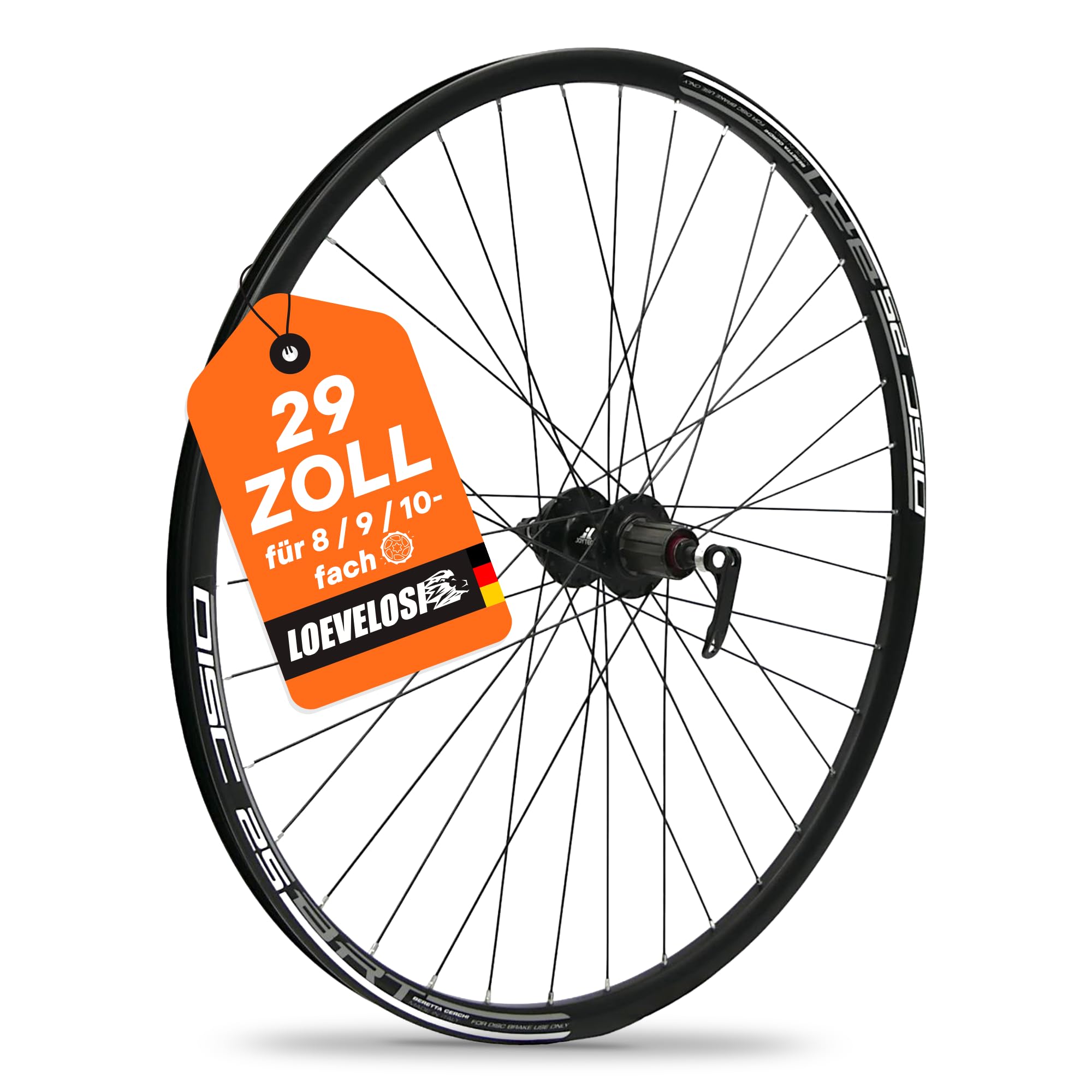 MTB Hinterrad 29 Zoll Fahrrad Laufrad – Scheibenbremse 6-Loch – QR 9/10×135 – Shimano HG 8–11-Fach – Alu Felge & Nabe – 36 Speichen – Schwarz – LOEVELOSI