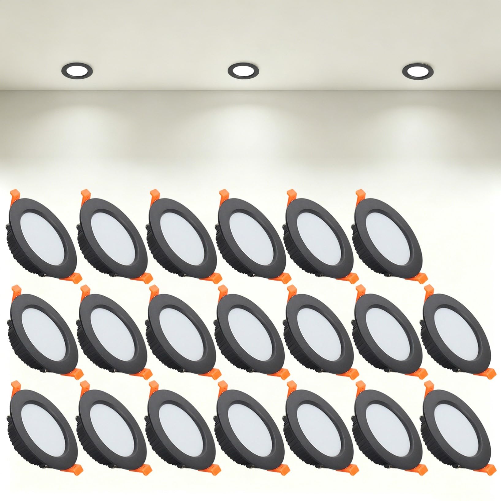 VOGHMOLD 5W Ultra Slim LED Downlight Recessed Ceiling Light 2.5 inch, 4000K Spot Lights Black Aluminum Trim, Cut Φ70-75mm, AC110-240V Panel Lighting for Office Hallway Closet, 20 Pack