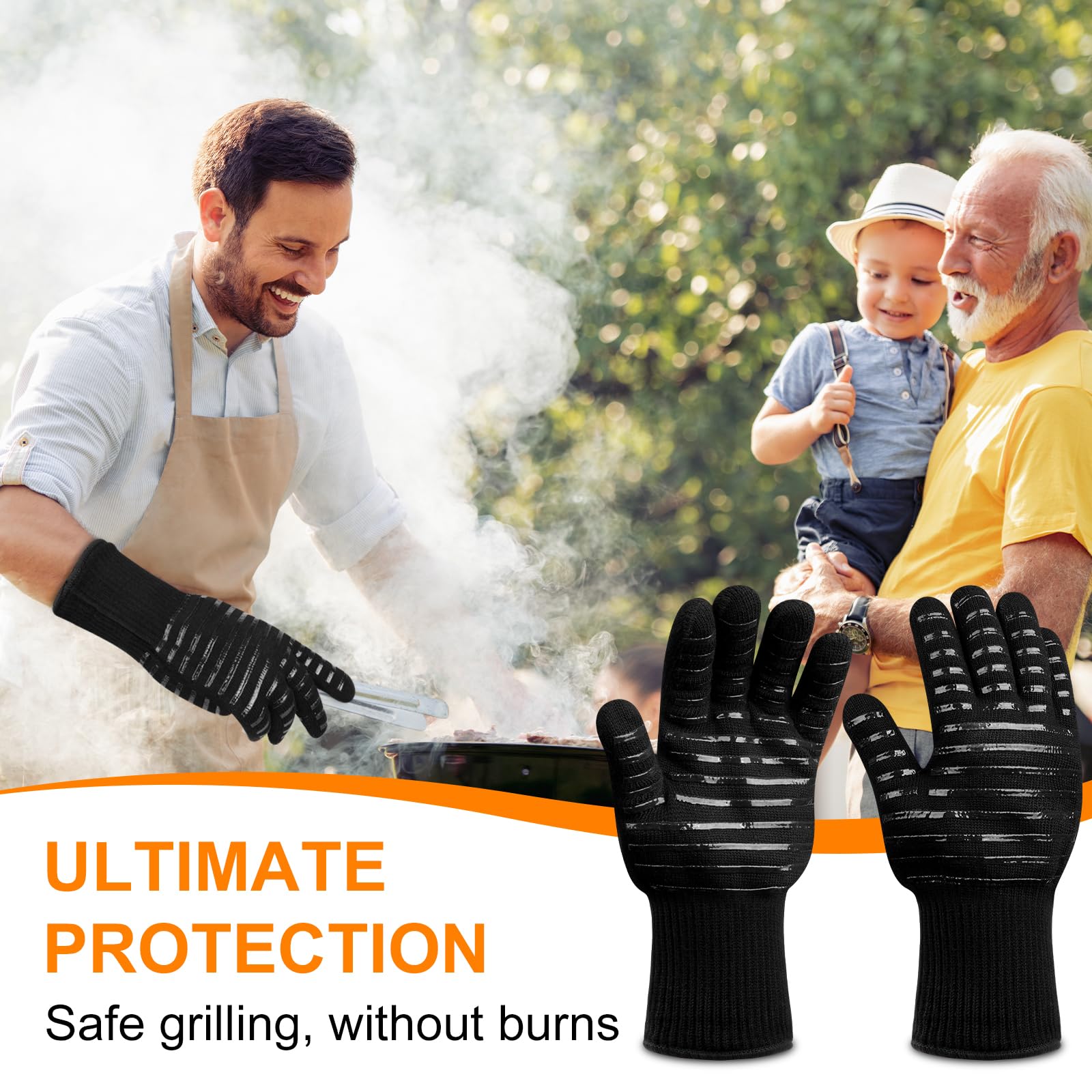 flintronic Grill Gloves Heat Resistant Fire Resistant Oven Gloves Hand Protection Grill Gloves - Image 4