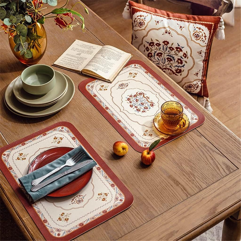 2 Pcs Leather Kitchen Table Mats for Dining Kitchen Accessories Dining Table Decor