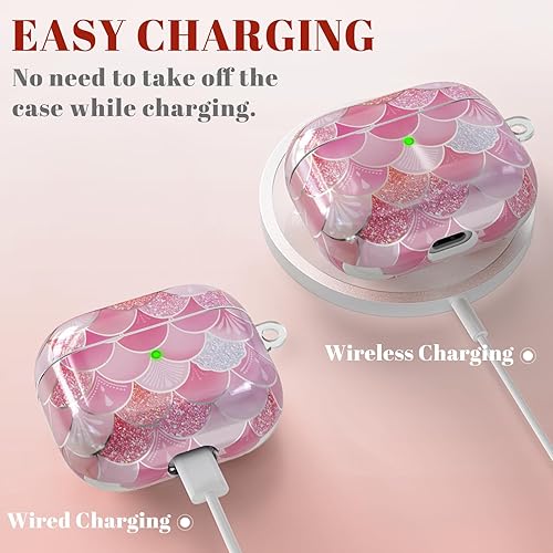 Vista 7 de Funda para AirPods de tercera generación, funda protectora suave con purpurina para mujeres y niñas, compatible con Apple AirPods 3 con llavero