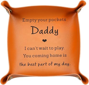 Dad Gifts from Daughter Son New Dad Gifts for Men Leather Tray