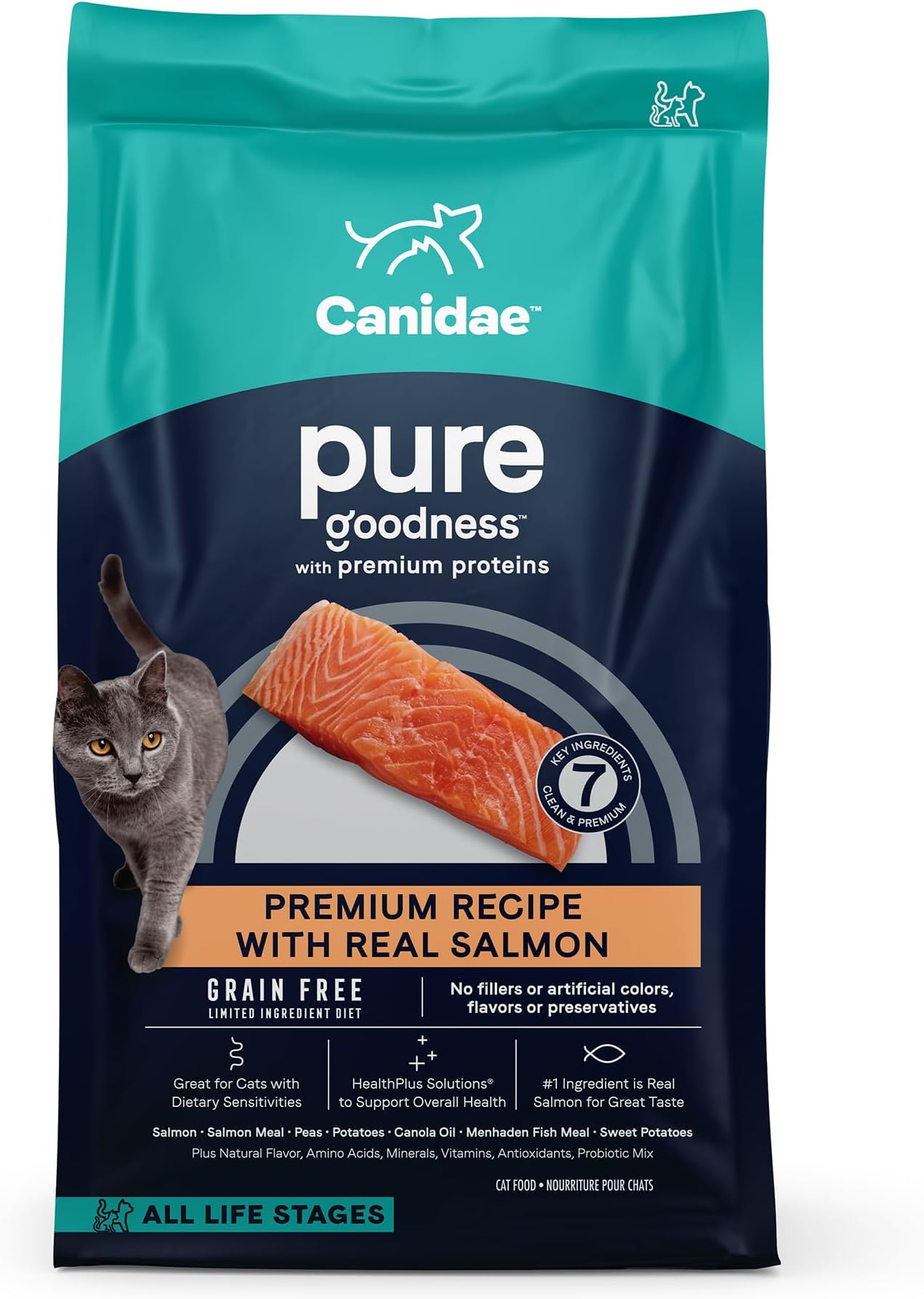 Canidae Pure Limited Ingredient Premium Dry Cat Food, Real Salmon Recipe, 10 lbs, Grain Free