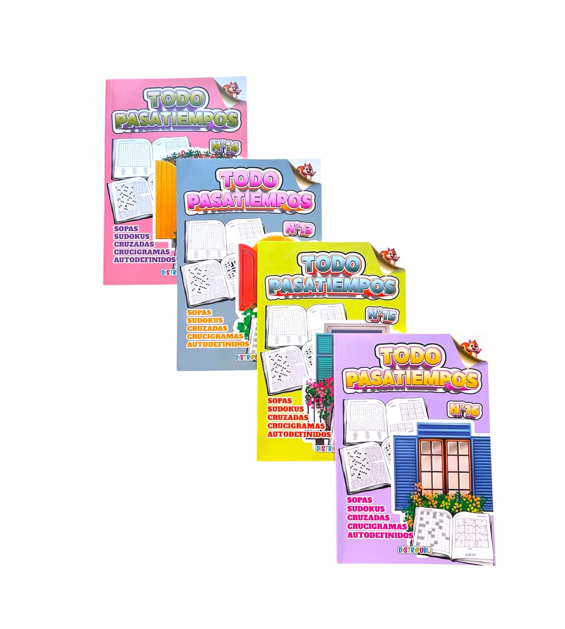 Todo Pasatiempos para Adultos, Pack de 4 Unidades Son 344 Ejercicios Mas Soluciones, Sopas de Letras, Sudokus, Crucigramas, Autodefinidos y Cruzadas Nuevos Modelos
