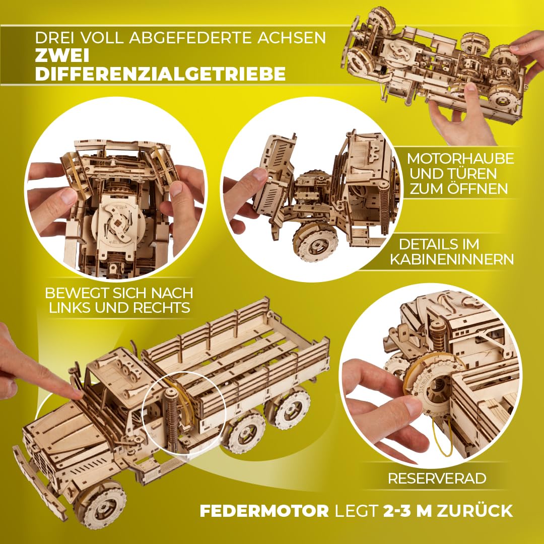 UGEARS Cargo Truck 3D Holzpuzzles für Erwachsene - Hobbys für Männer zum Bauen - Auto-Bausatz für Erwachsene - 3D-Puzzle für Erwachsene