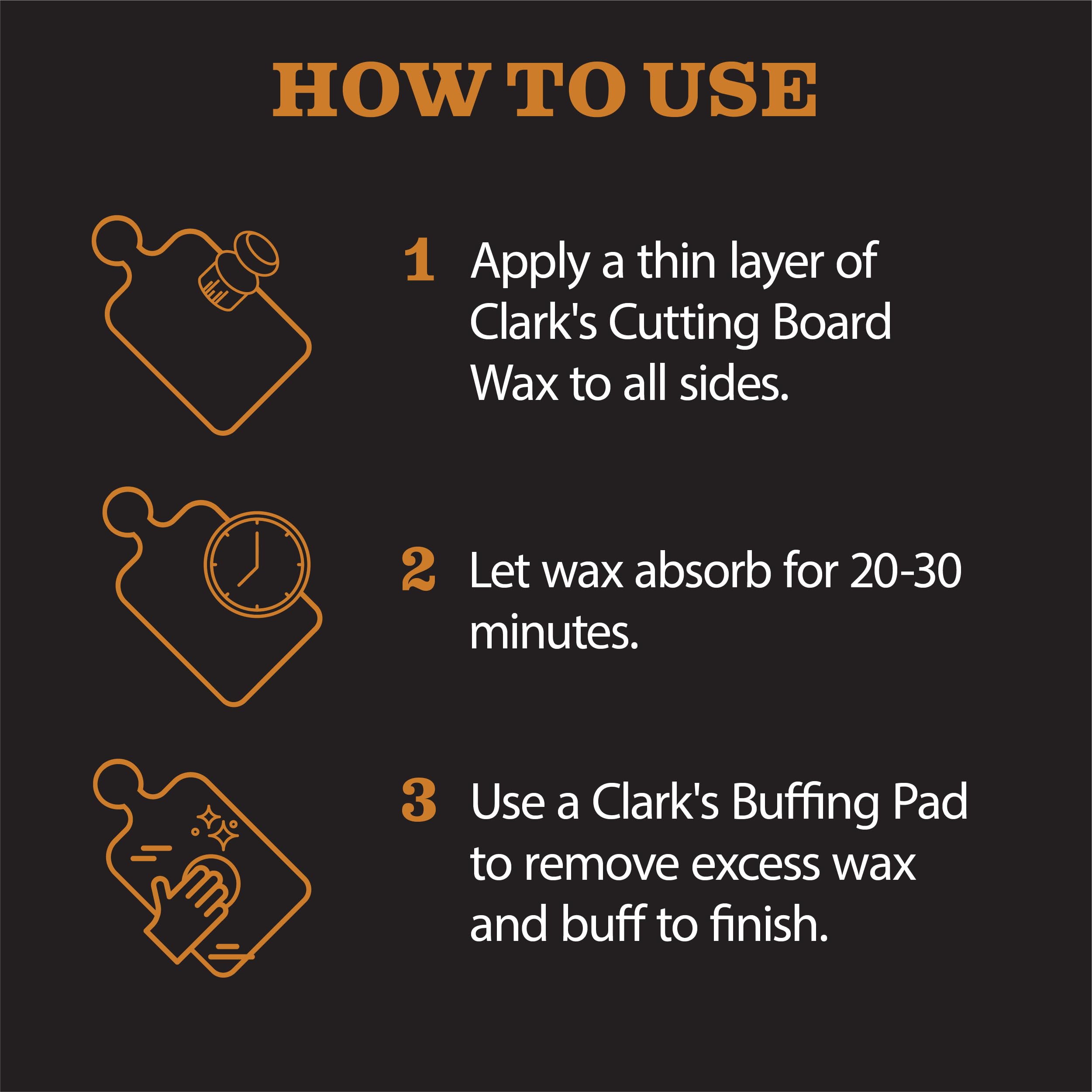 CLARK'S (300ml, Orange Lemon Scent) - Cutting Board Finish Wax (300ml) Enriched with Lemon & Orange Oils Made with Natural Beeswax and Carnauba Wax Butcher Block Wax