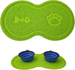 Tapete Pet em PVC, Jogo Americano, Tapete Pet para Comedouro e Bebedouro, Caixa de Areia, Gatos e Cachorros, Limpeza e Organização, Fácil Limpar e Higienizar. 46x25cm (Verde, Único)
