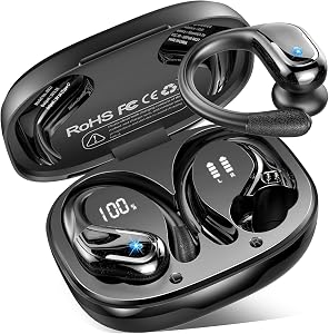 💎 70% MEGA DEAL! Cuffie Bluetooth Sport, 75 Ore Auricolari Bluetooth 5.4 con 4 ENC Mics, Stereo Cuffie Wireless Antirumore, IP7 Impermeabili Cuffiette Bluetooth con Display LED, Cuffie Senza Filo per Palestra/Running