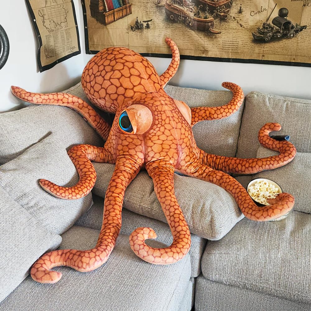mikamax Peluche de Pulpo Gigante – 150 cm – Peluche Suave y Realista – Animales Marinos Pesados para niños – Idea de Regalo Divertida