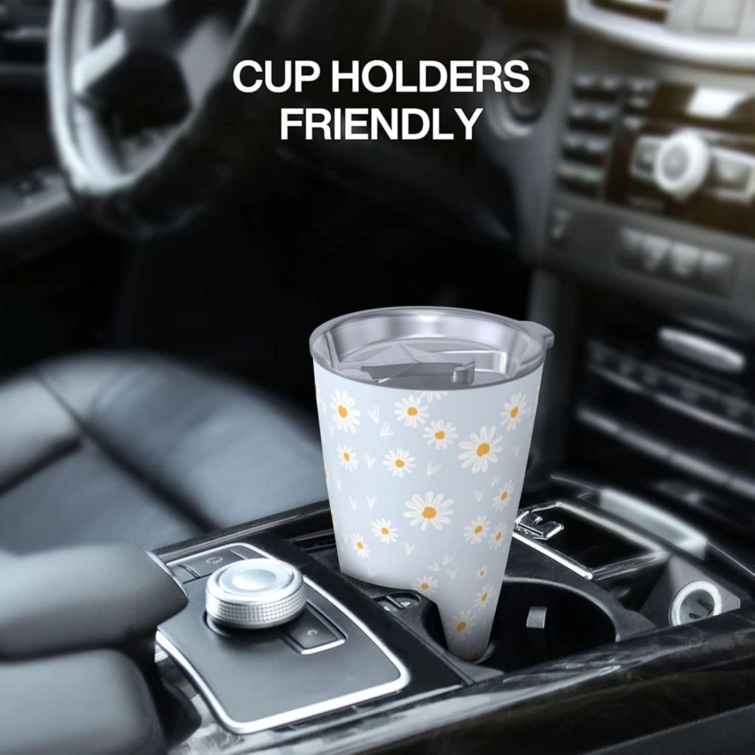 Daisy Flowers Tumbler 20oz Floral Stainless Steel Vacuum Insulated Tumblers with Lid and Straw Blue Travel Coffee Mug Tea Wine Cups Water Bottle Gifts for Women - Image 7