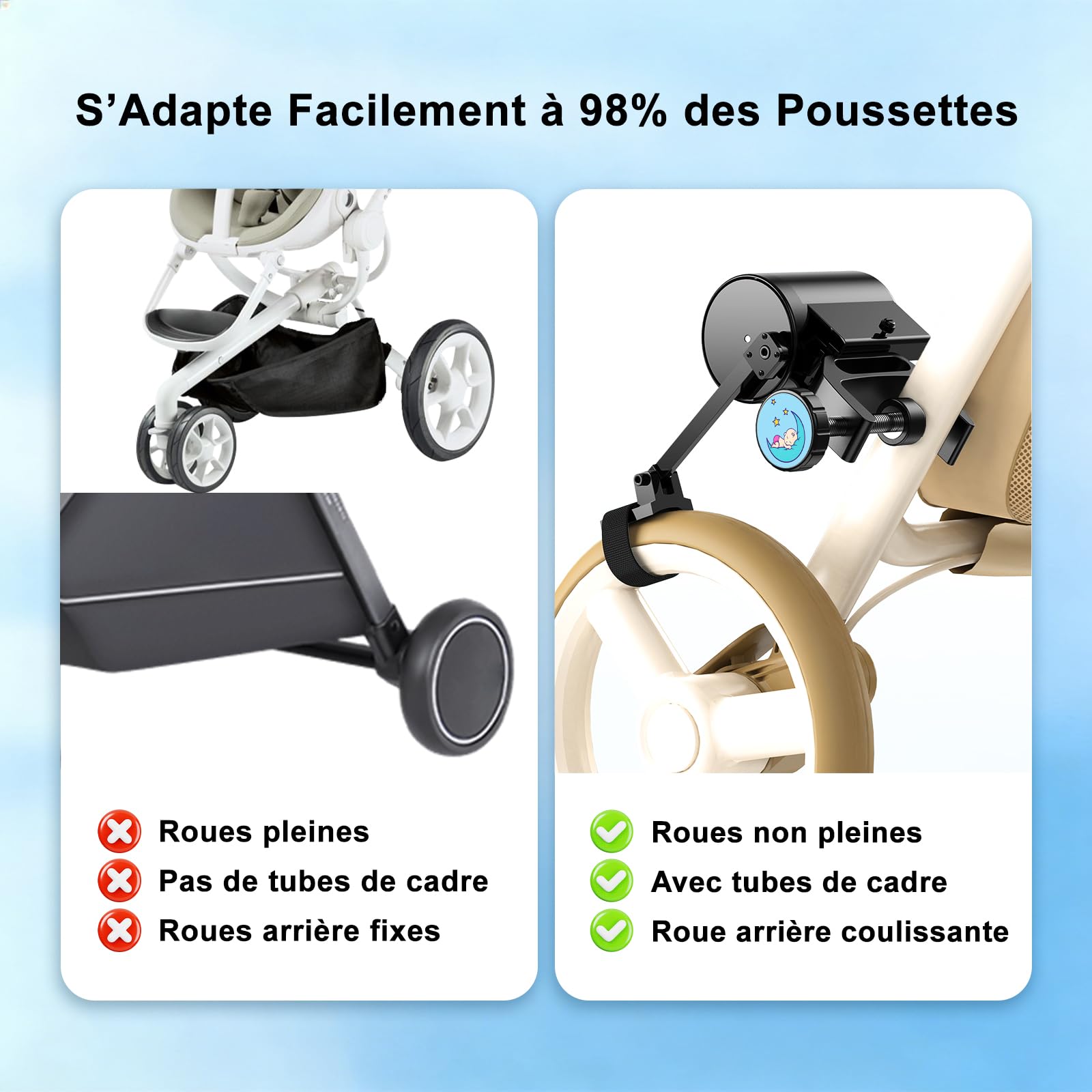 Baby Rocker Mains Libres, Glissement Courbe, Installation Sans Outil avec Télécommande, Bercement Poussette avec Poussettes et Landaus, Assistant Portable d’Aide au Sommeil pour Bébé (Noir)