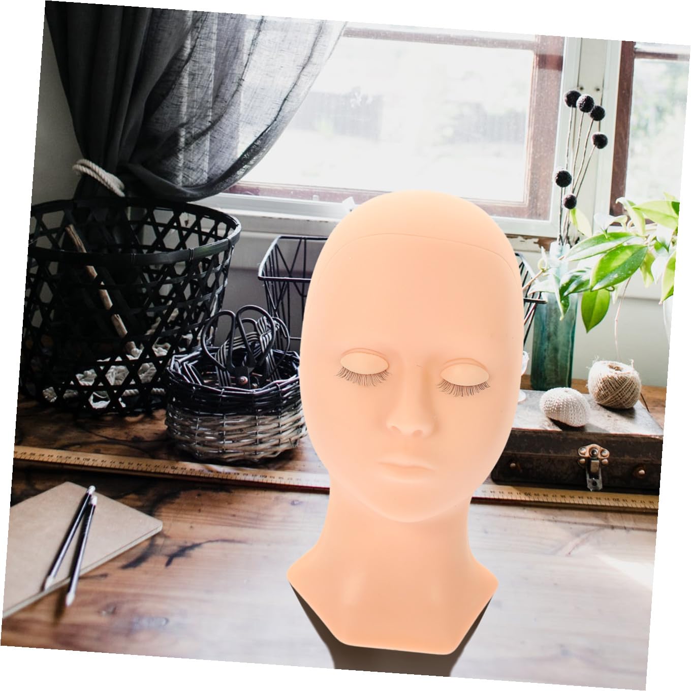 PartyKindom Mannequinkopf Wiederverwendbar Silikon für Wimpernverlängerungen with Abnehmbarem Augenlid Rosa Realistisches Wimpernmannequin für Anfänger und Abschlussatmosphäre