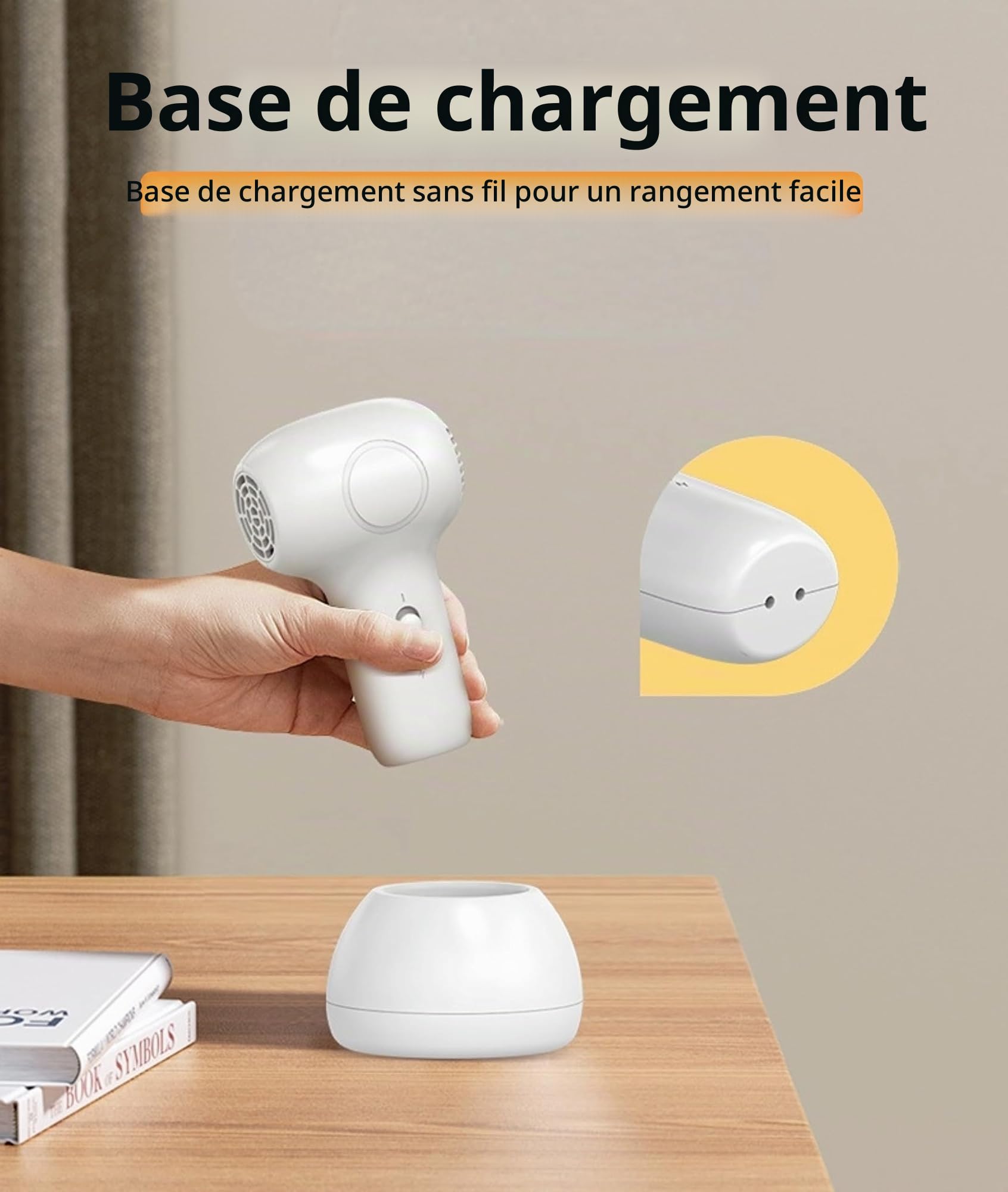 Sèche-cheveux pour bébé, Chaleur Douce à Faible Bruit pour bébé en Bas âge, Sèche-cheveux sans Fil Rechargeable à Température Constante à 2 Vitesses, Petit Sèche-cheveux (Blanc