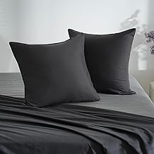 18 Colours Set of 2 Pillowcases 60 x 60 cm Black Cushion Cover for Sofa Bed with Zip Anti-Dust Mite Hypoallergenic Pillow Protector Zip Microfibre