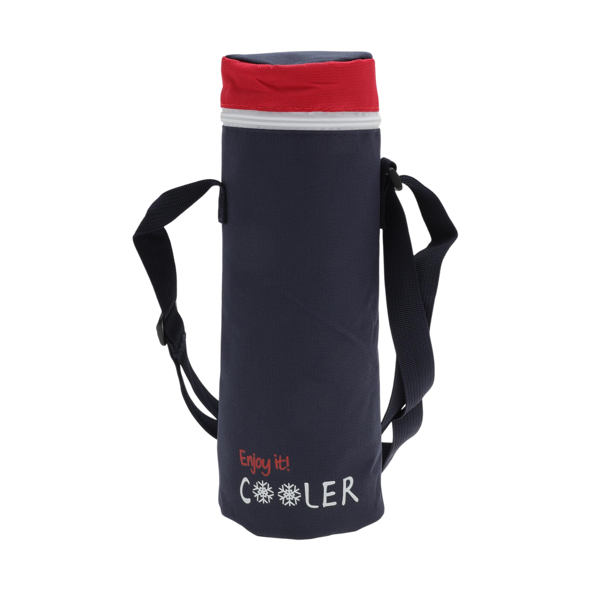 Borsa Isolante per Bottiglia d'Acqua in Tessuto Oxford Cotone Perlato Pellicola in Alluminio Portatile Antiurto con Tracolla Regolabile, 30x10cm, Rosso Blu Scuro