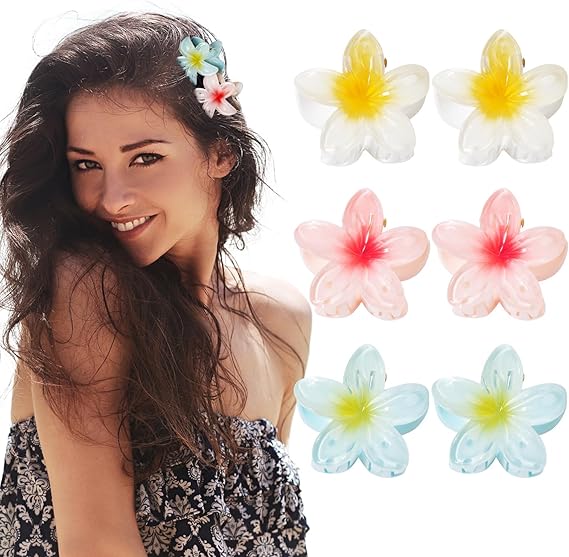 6 Pcs Flower Hair Clips, Non Slip Flower Claw Clips Strong Hold Hair Claw Large Hair Clip For - View #3