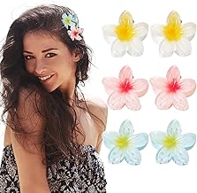 BOFUNX 6pcs Hawaiian Hair Clips Flower Shaped Clips Hair Buckles Plastic Non Slip Claws for Women and Girls