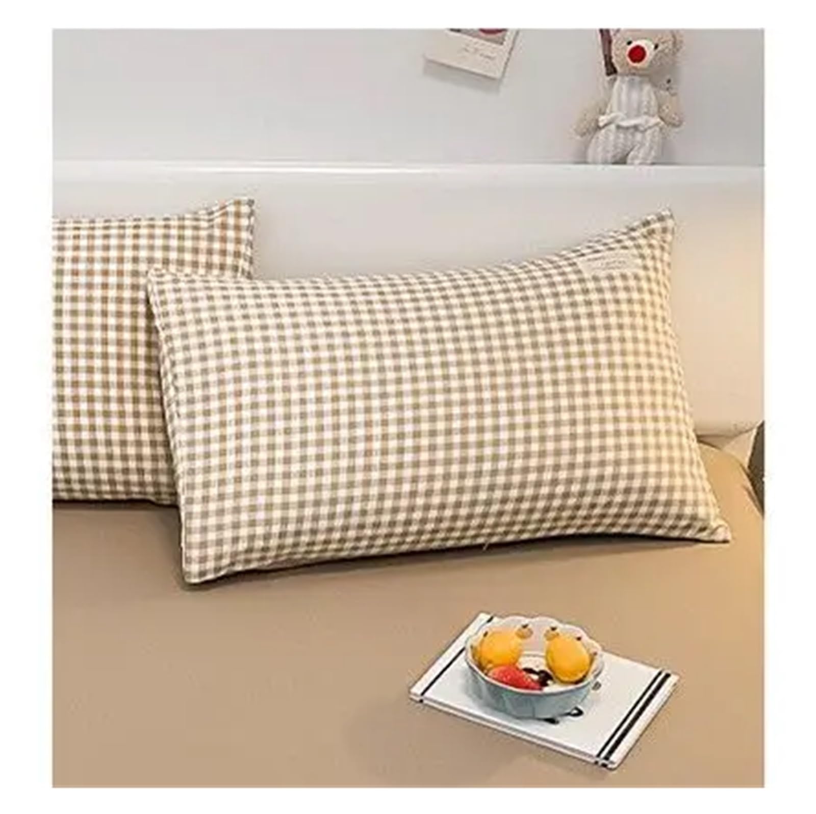 Ensemble De Housse De Couette en Coton Lavé De Couleur Unie, Literie Douce for Dortoir(California King)
