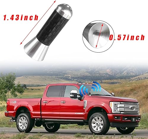 Miniatura 2 de Augeny Antena corta para automóvil, repuesto de antena de fibra de carbono de 1.37 pulgadas con tornillo de aluminio, mini antena aérea rechoncha,